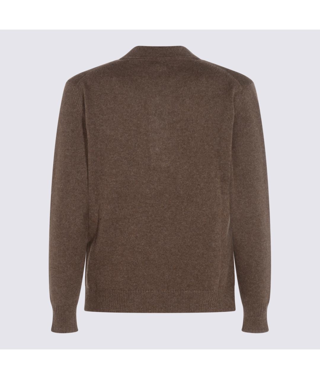 LARDINI Коричневое хлопко-шерстяное поло с длинным рукавом, фото 2