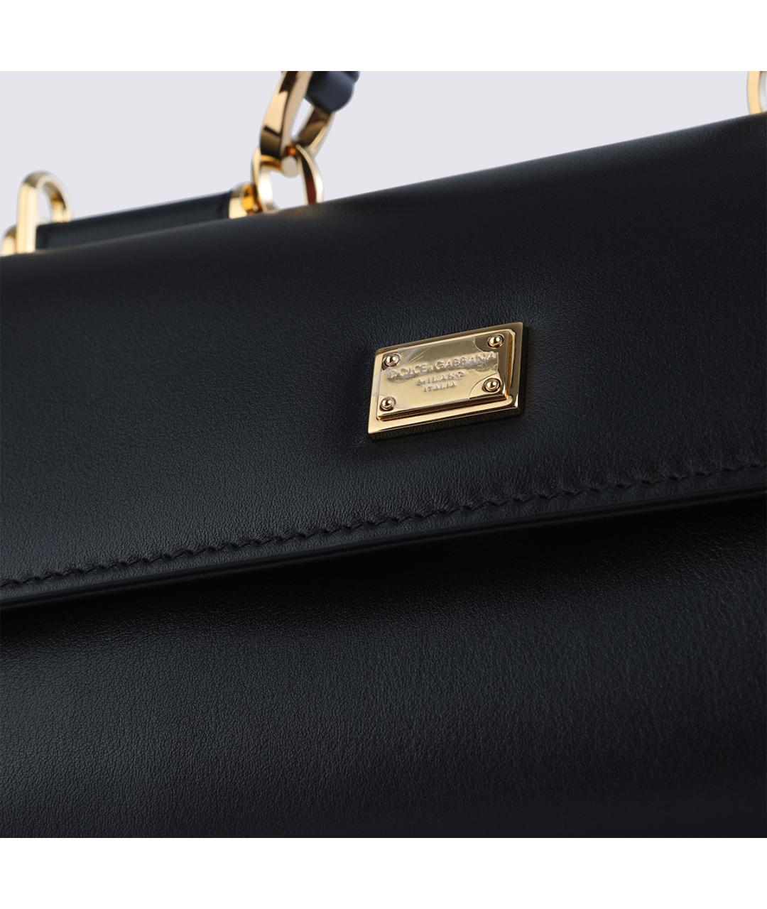 DOLCE&GABBANA Черная кожаная сумка тоут, фото 4