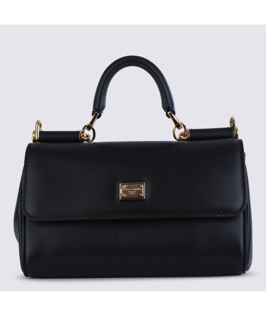 DOLCE&GABBANA Черная кожаная сумка тоут, фото 5