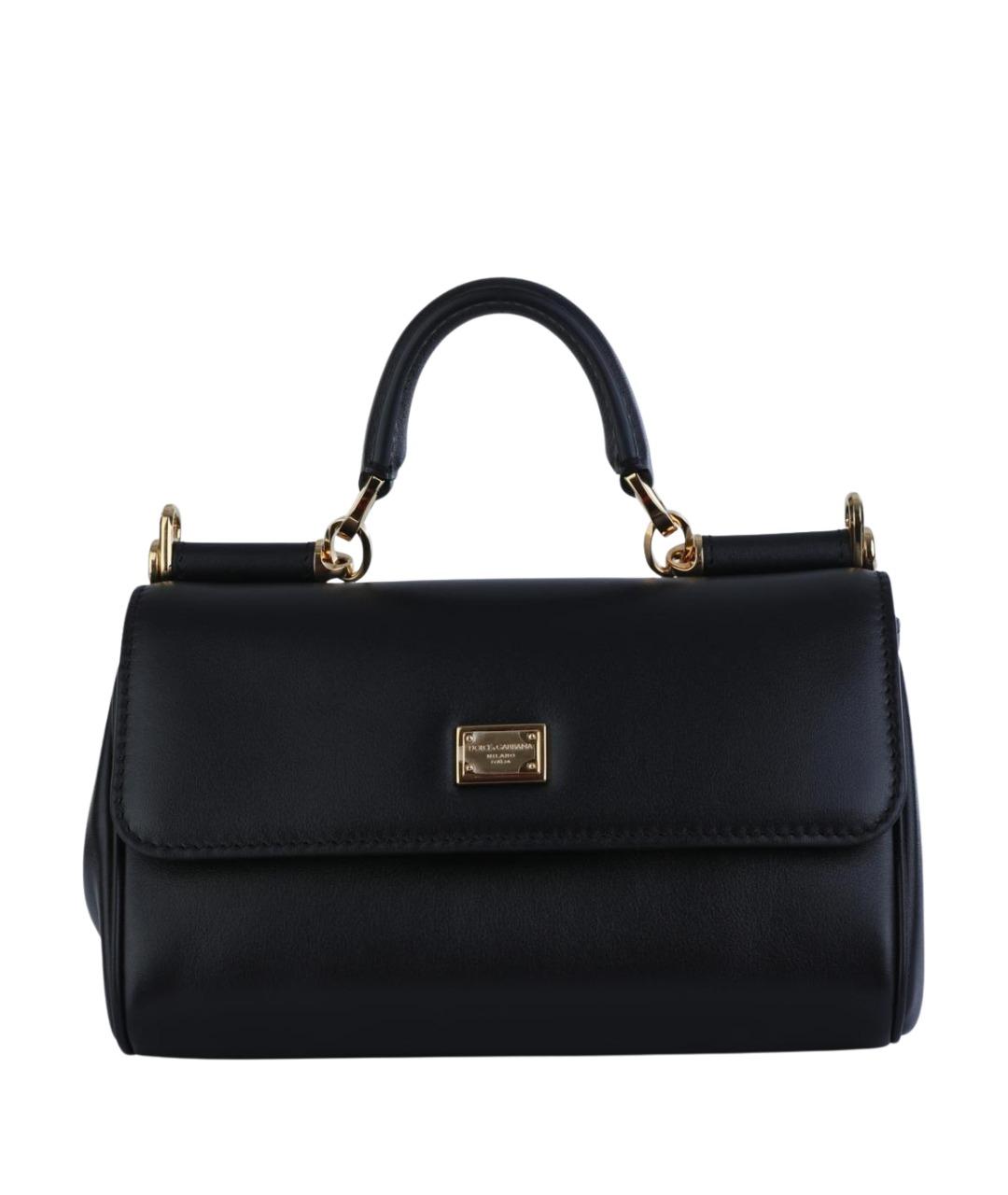 DOLCE&GABBANA Черная кожаная сумка тоут, фото 1
