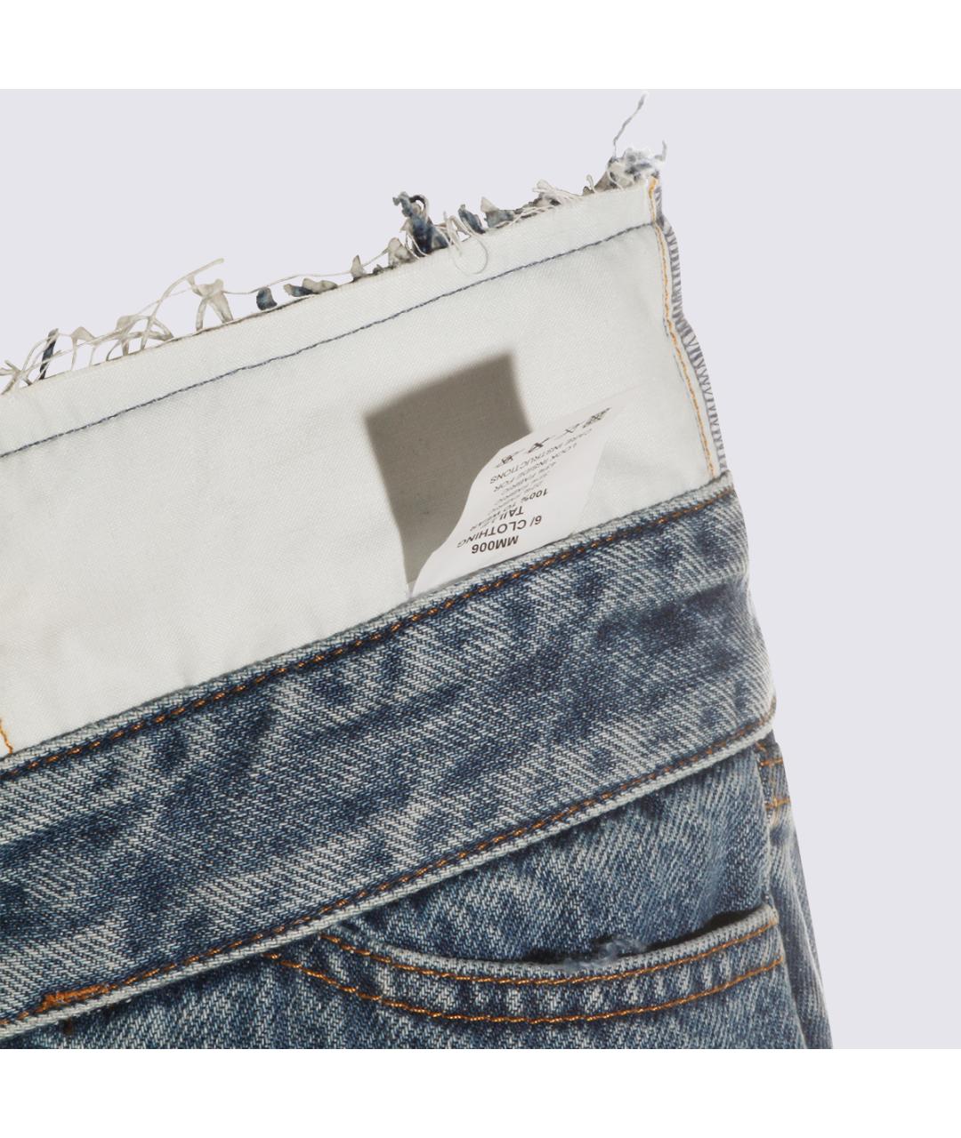 MM6 MAISON MARGIELA Синие хлопковые прямые джинсы, фото 4
