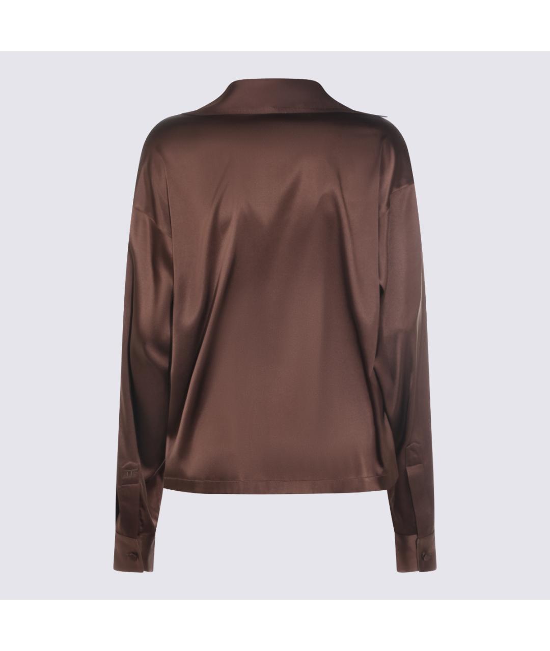 TOM FORD Коричневая шелковая блузы, фото 2
