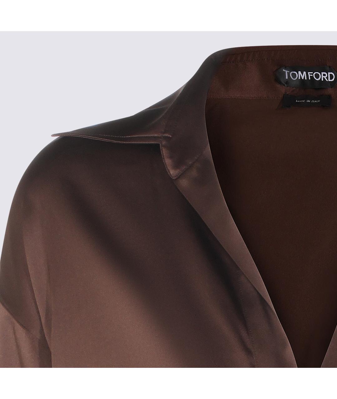 TOM FORD Коричневая шелковая блузы, фото 4