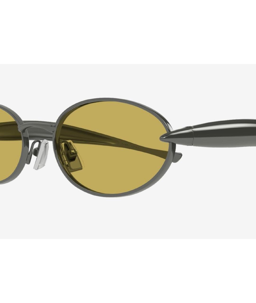 BOTTEGA VENETA Желтые металлические солнцезащитные очки, фото 3