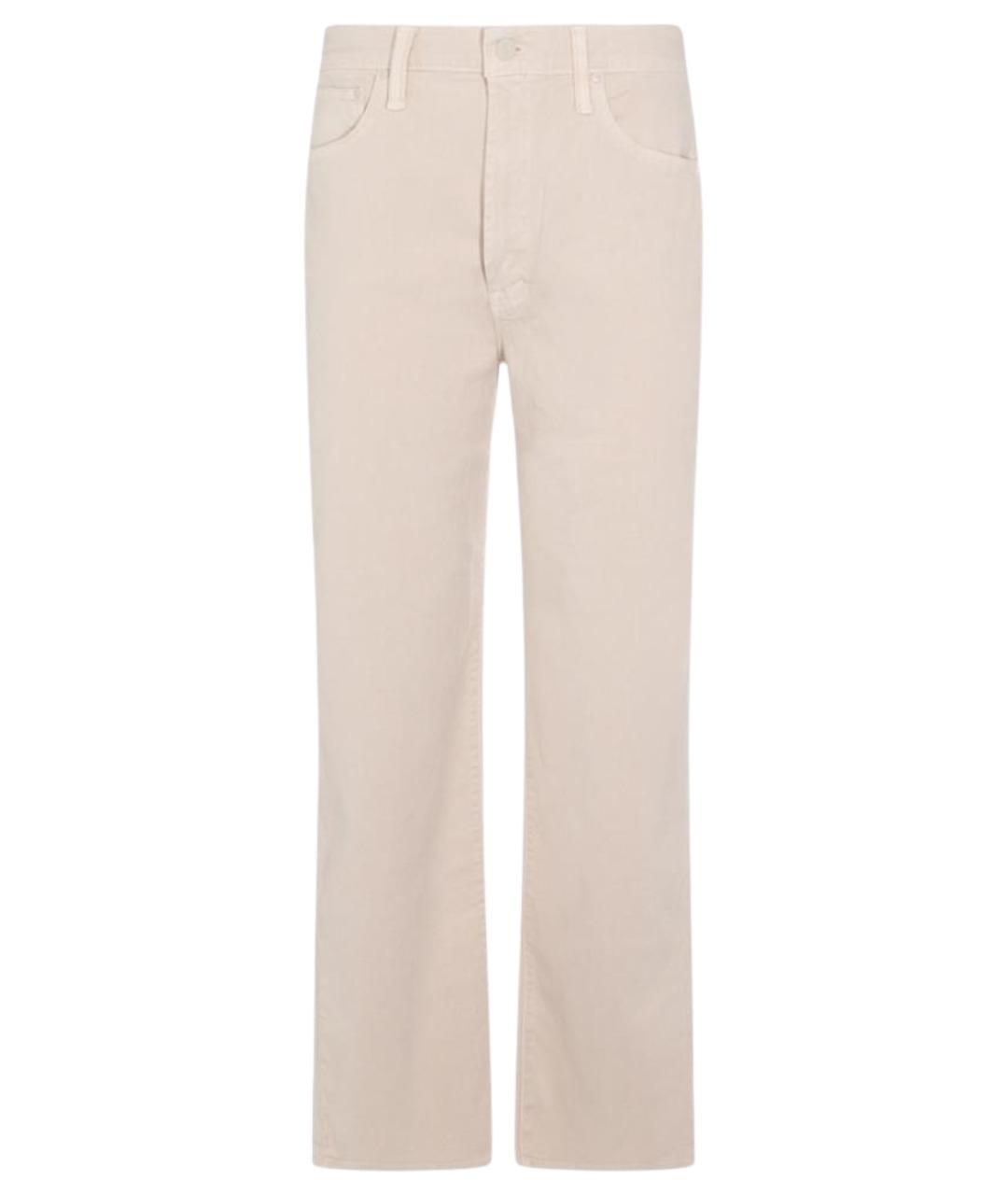 MOTHER Бежевые хлопко-леновые прямые джинсы, фото 1