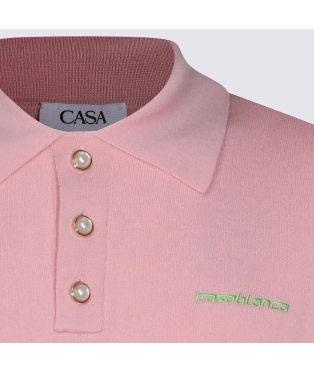CASABLANCA Розовое хлопко-шерстяное поло с коротким рукавом, фото 3