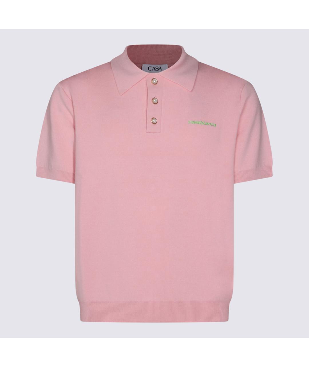 CASABLANCA Розовое хлопко-шерстяное поло с коротким рукавом, фото 4
