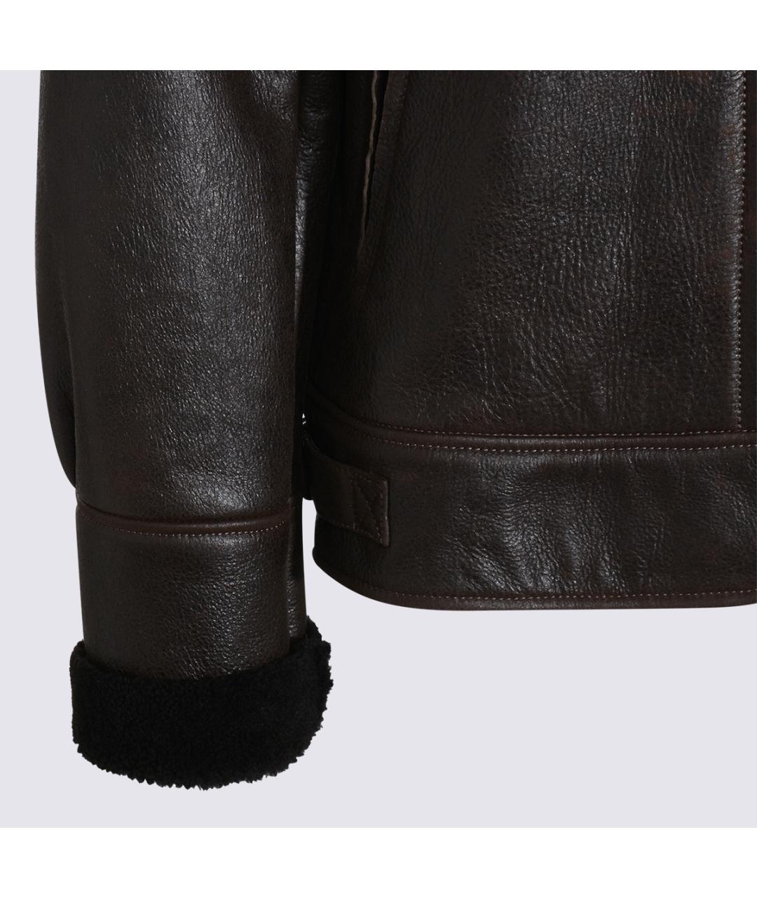 SALVATORE SANTORO Коричневая кожаная куртка, фото 3