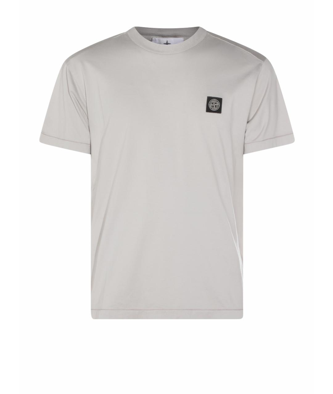STONE ISLAND Серая хлопковая футболка, фото 1