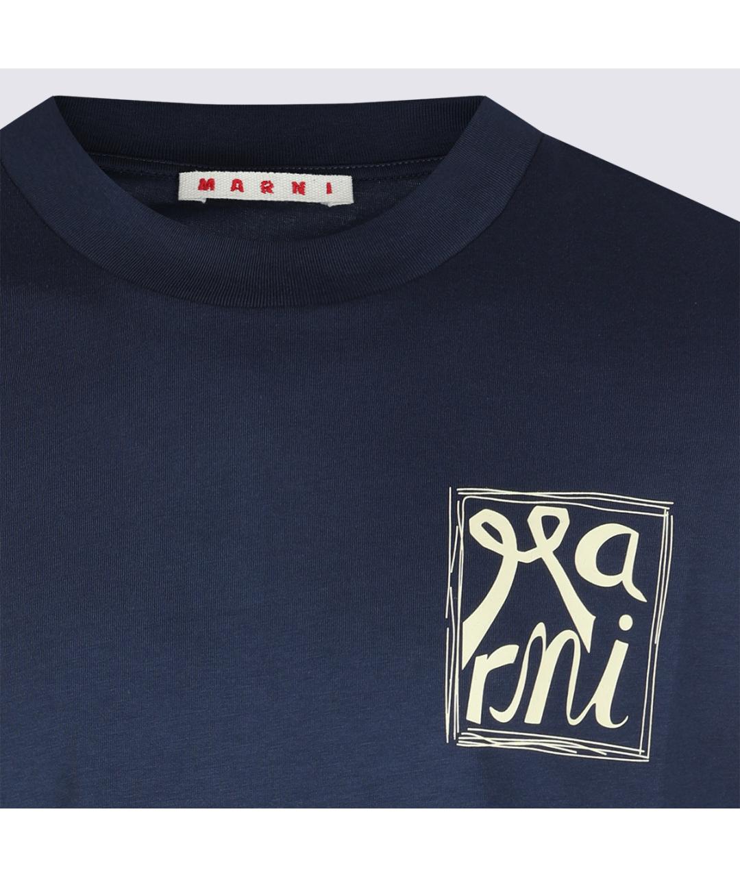 MARNI Синяя хлопковая футболка, фото 3