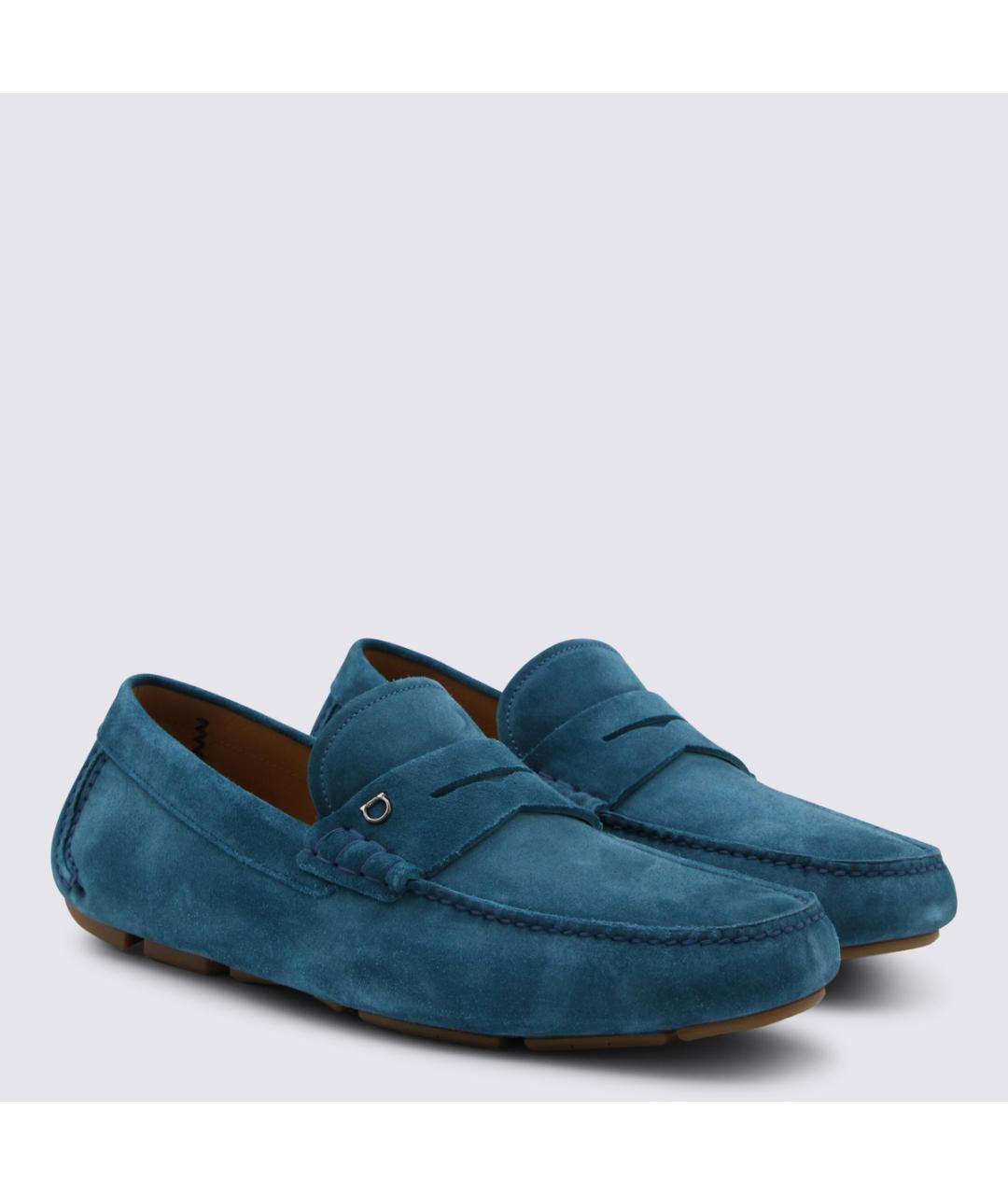 FERRAGAMO Синие замшевые мокасины, фото 2