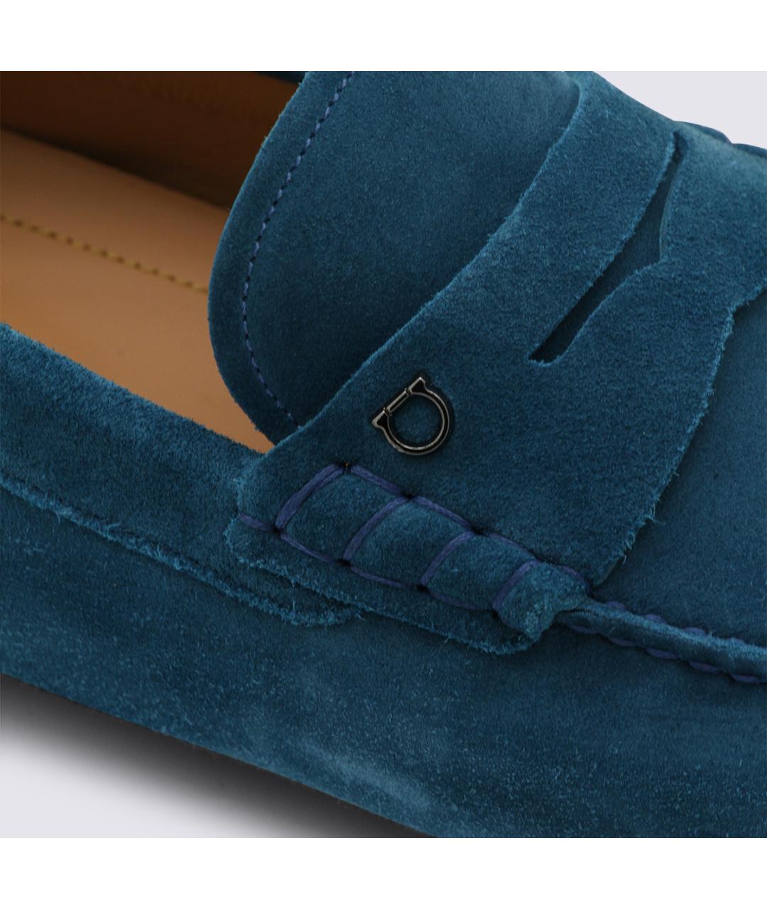 FERRAGAMO Синие замшевые мокасины, фото 4