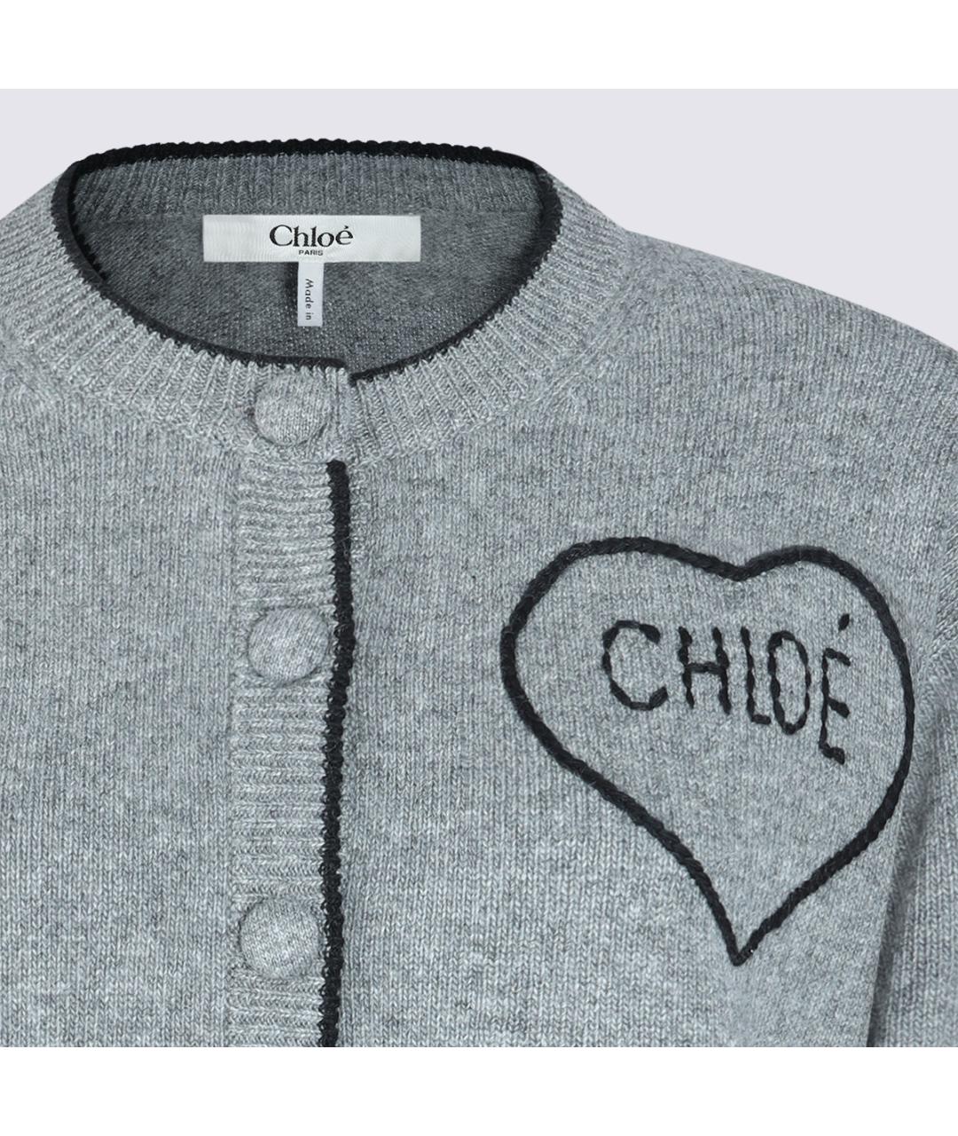 CHLOE Серый шерстяной кардиган, фото 3