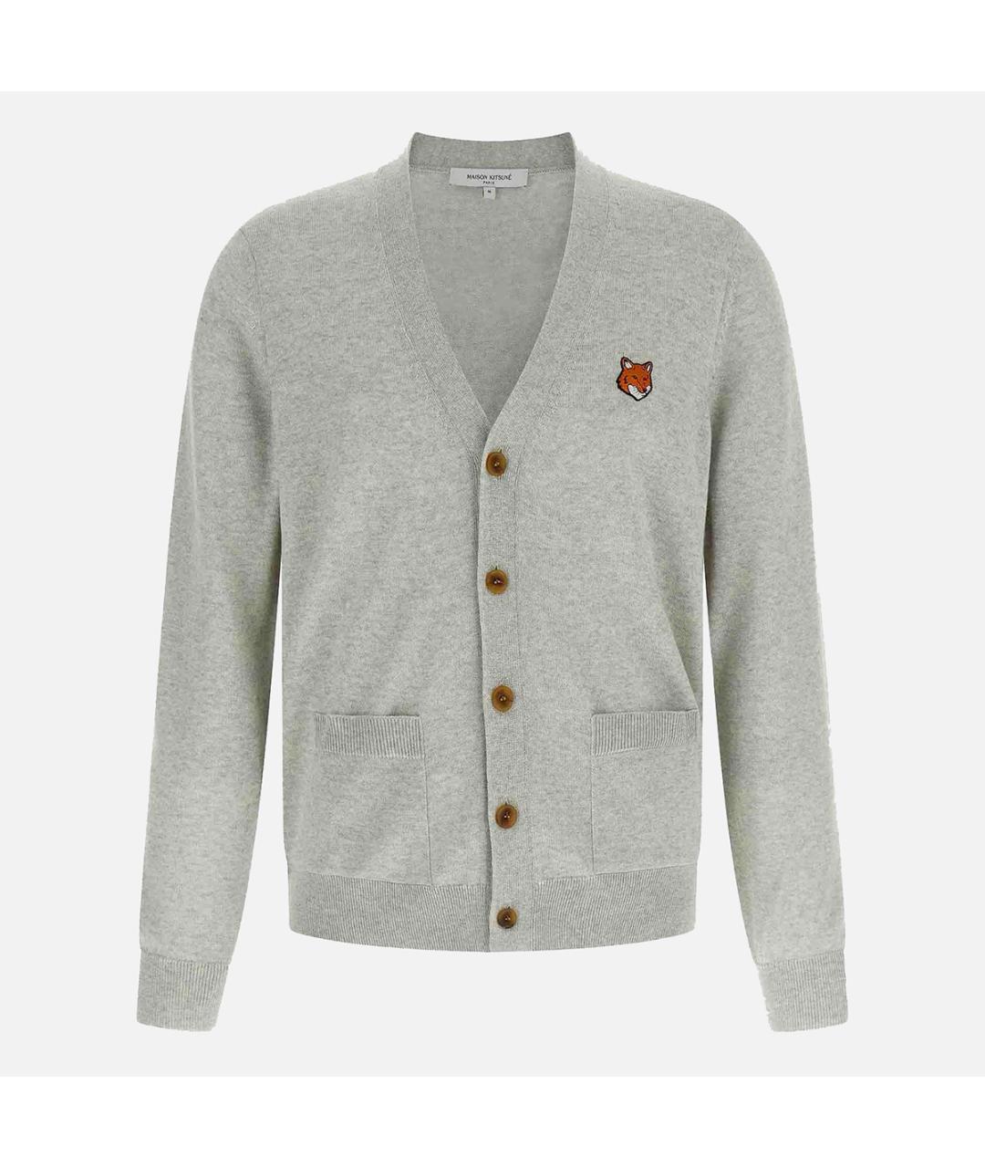 MAISON KITSUNE Серый шерстяной кардиган, фото 1