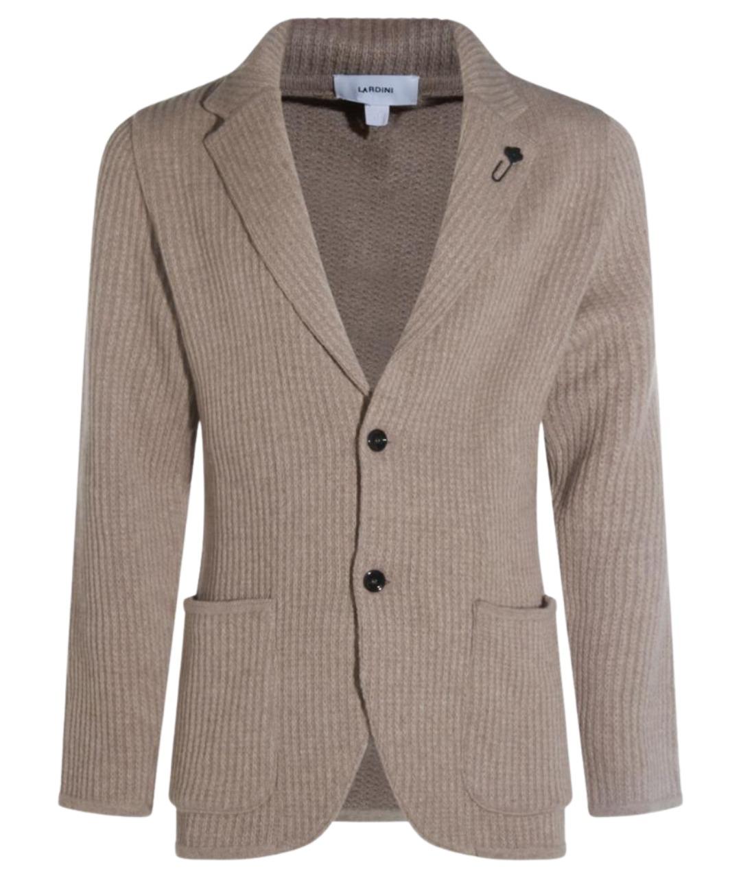LARDINI Серый шерстяной кардиган, фото 1