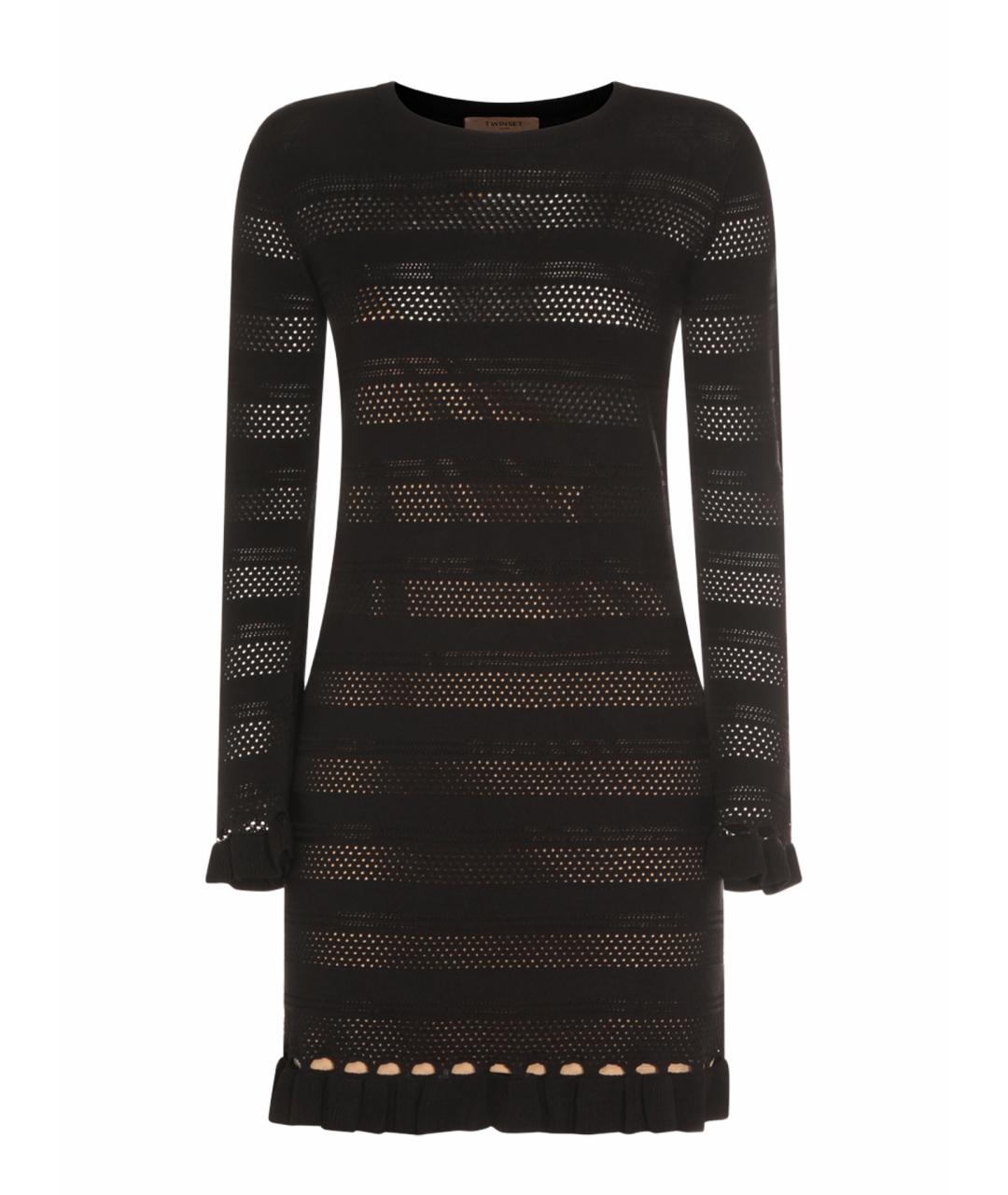 TWIN-SET Черное вискозное повседневное платье, фото 1