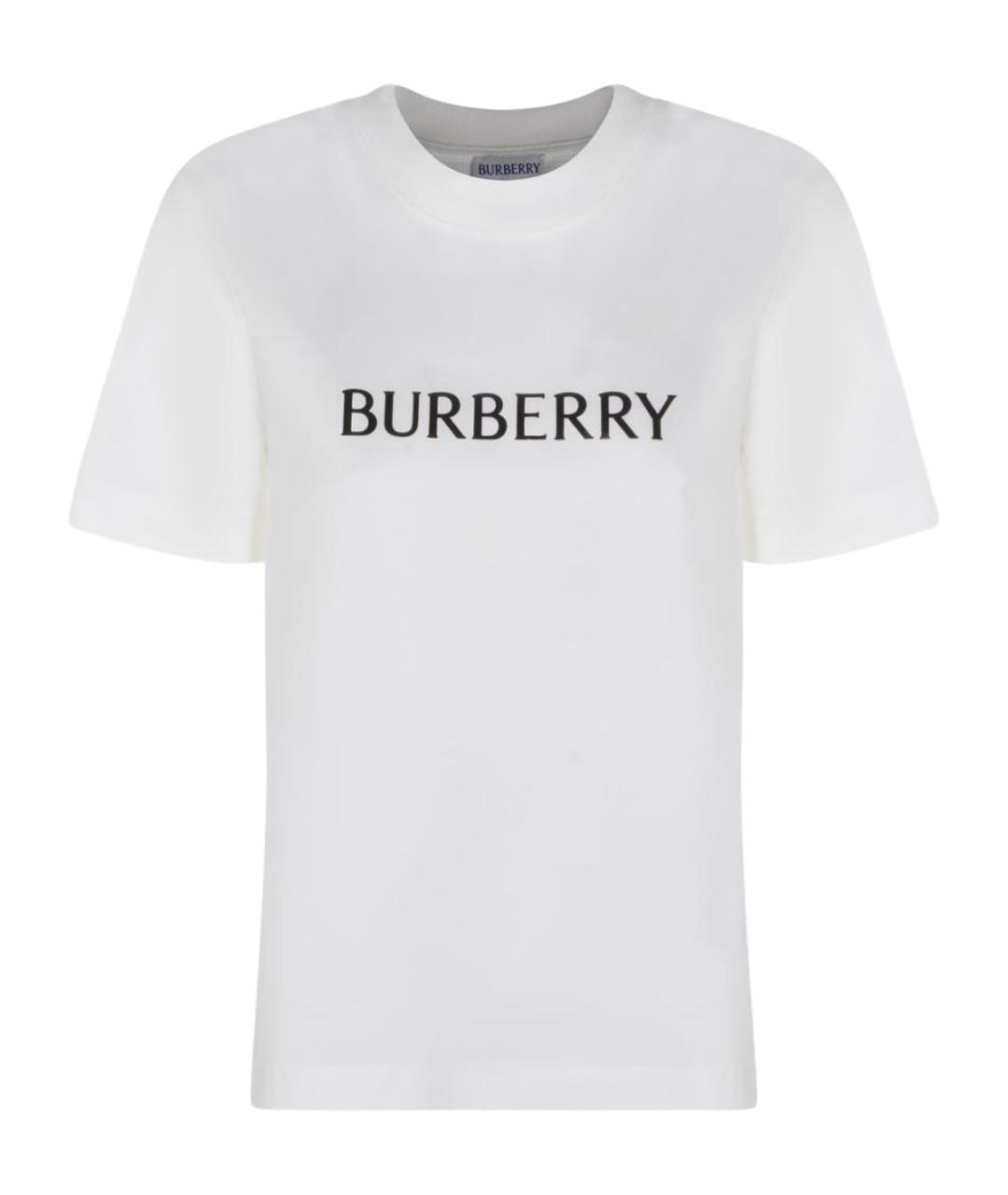 BURBERRY Белая хлопковая футболка, фото 1
