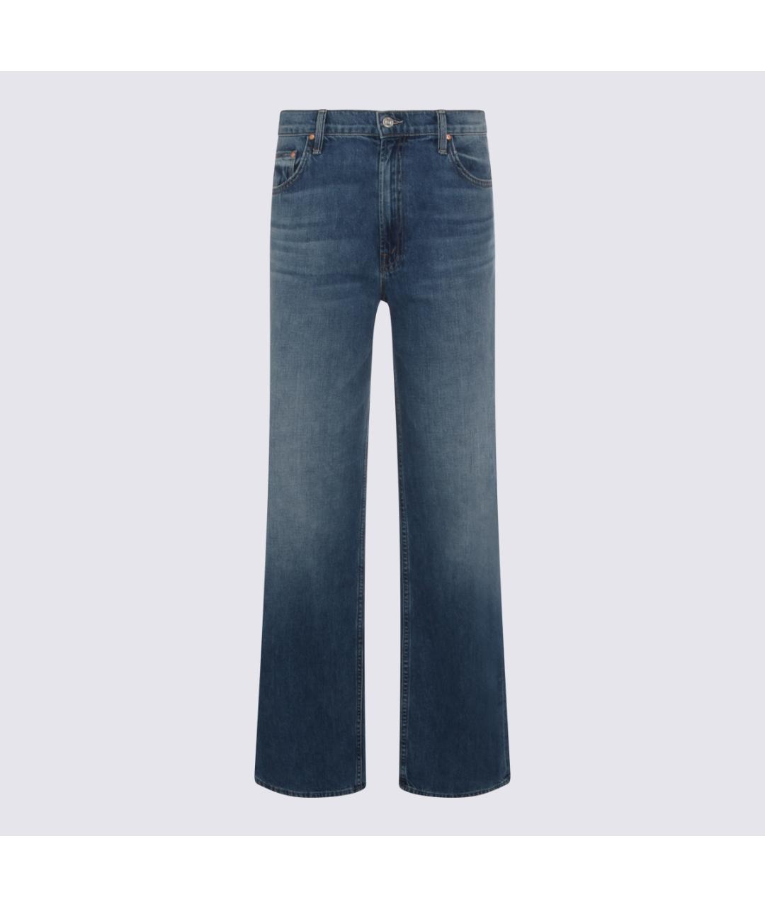 MOTHER Синие хлопковые прямые джинсы, фото 5