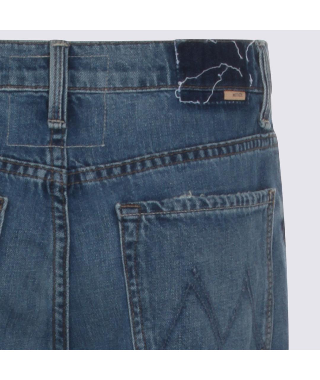 MOTHER Синие хлопковые прямые джинсы, фото 4