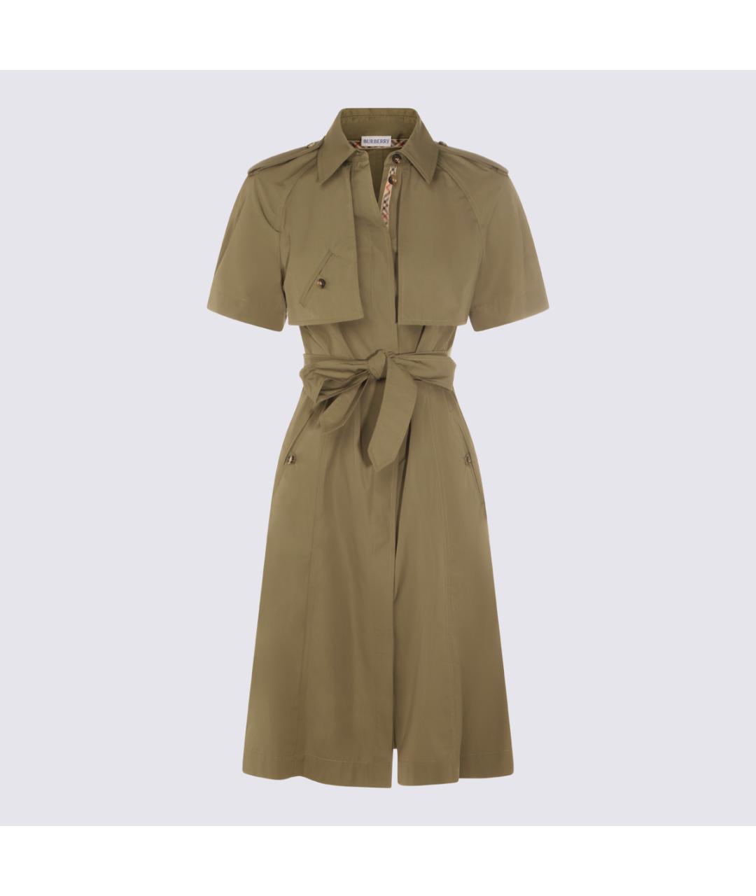 BURBERRY Бежевое хлопковое повседневное платье, фото 5