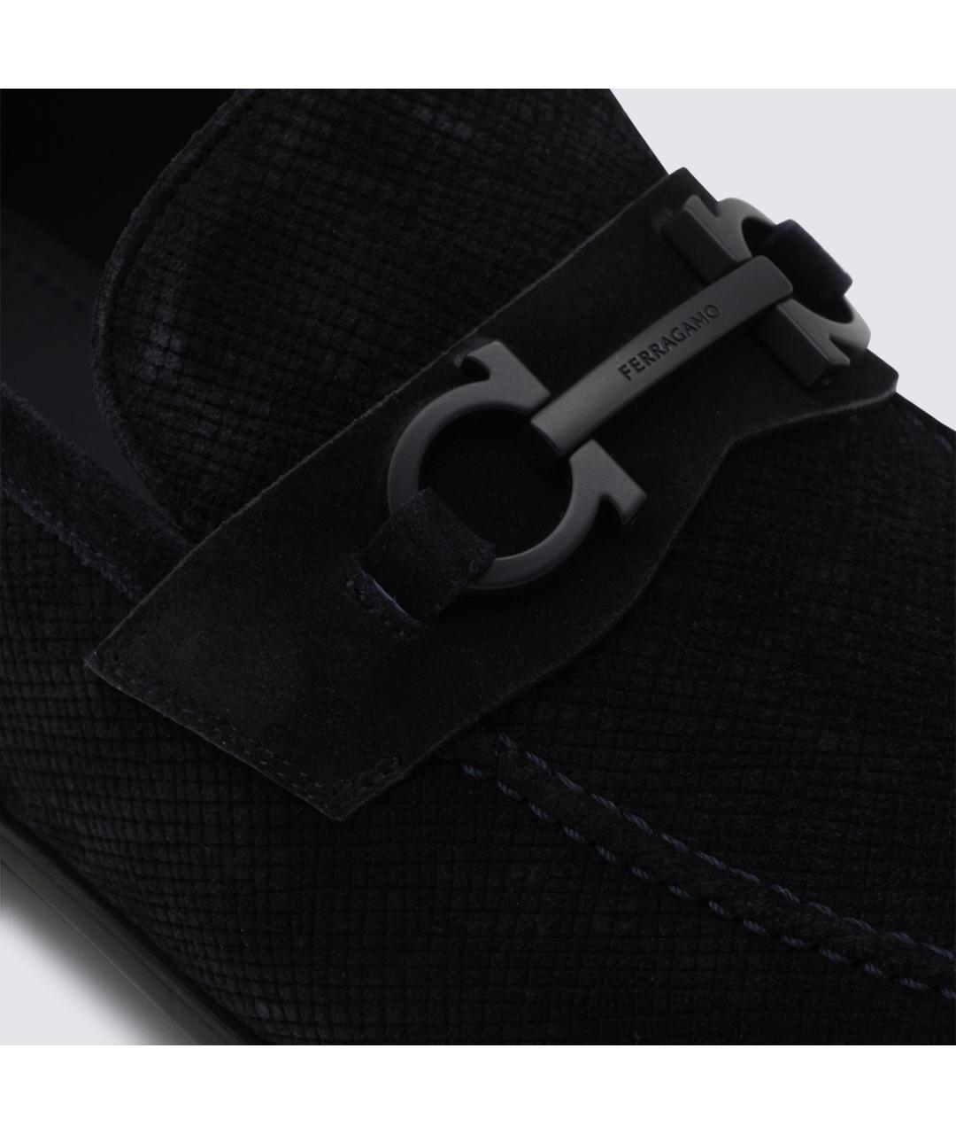 FERRAGAMO Темно-синие замшевые лоферы, фото 4