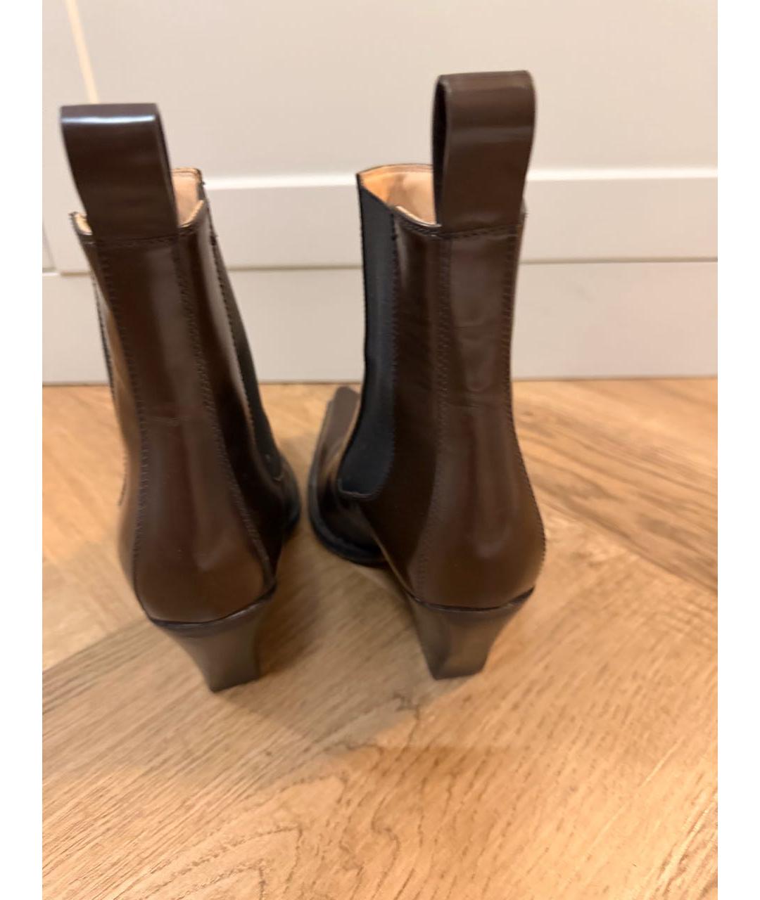 BOTTEGA VENETA Коричневые кожаные ботильоны, фото 4