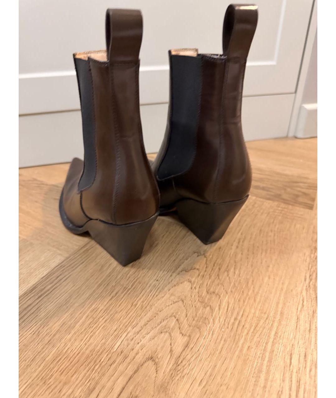 BOTTEGA VENETA Коричневые кожаные ботильоны, фото 6
