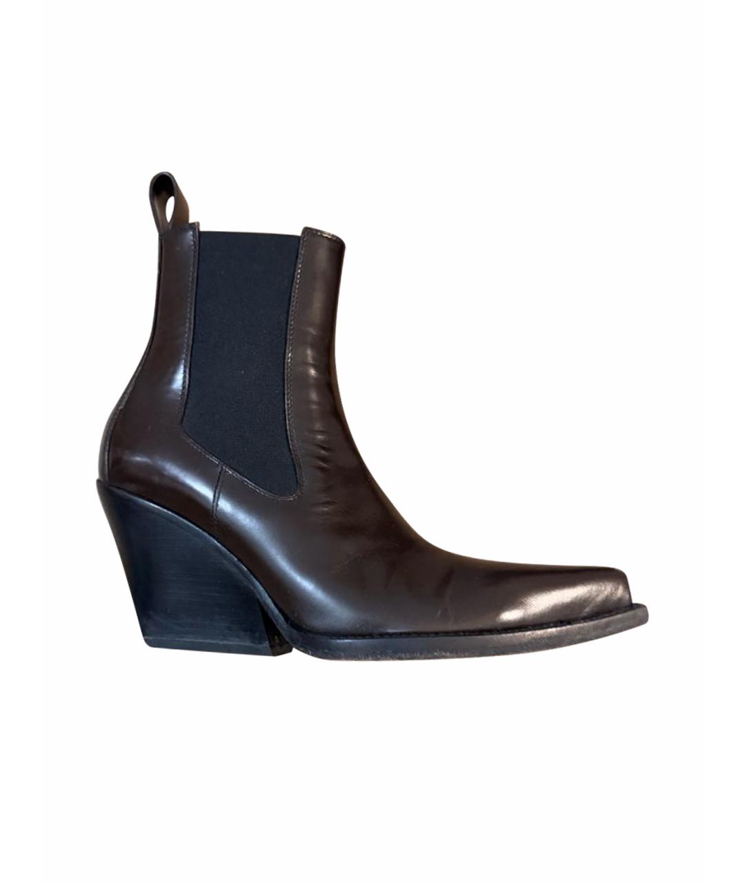 BOTTEGA VENETA Коричневые кожаные ботильоны, фото 1