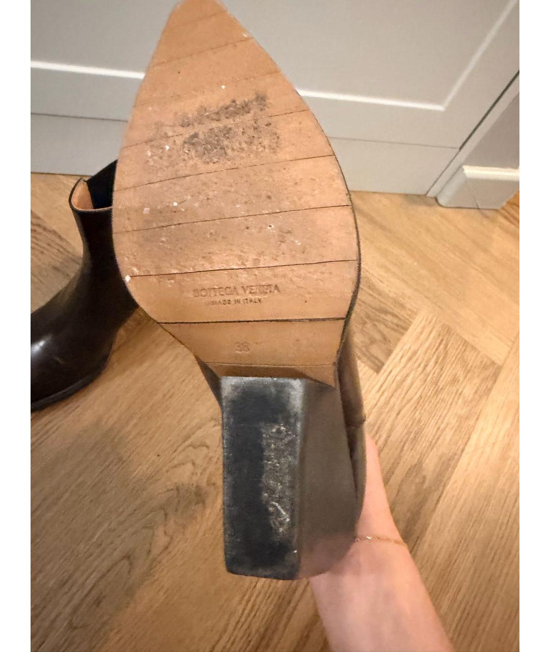 BOTTEGA VENETA Коричневые кожаные ботильоны, фото 7