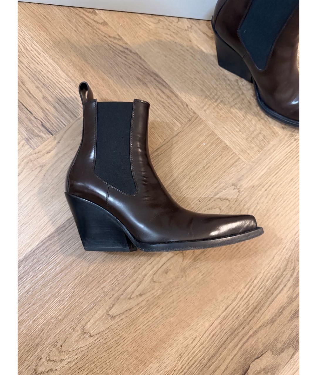 BOTTEGA VENETA Коричневые кожаные ботильоны, фото 9