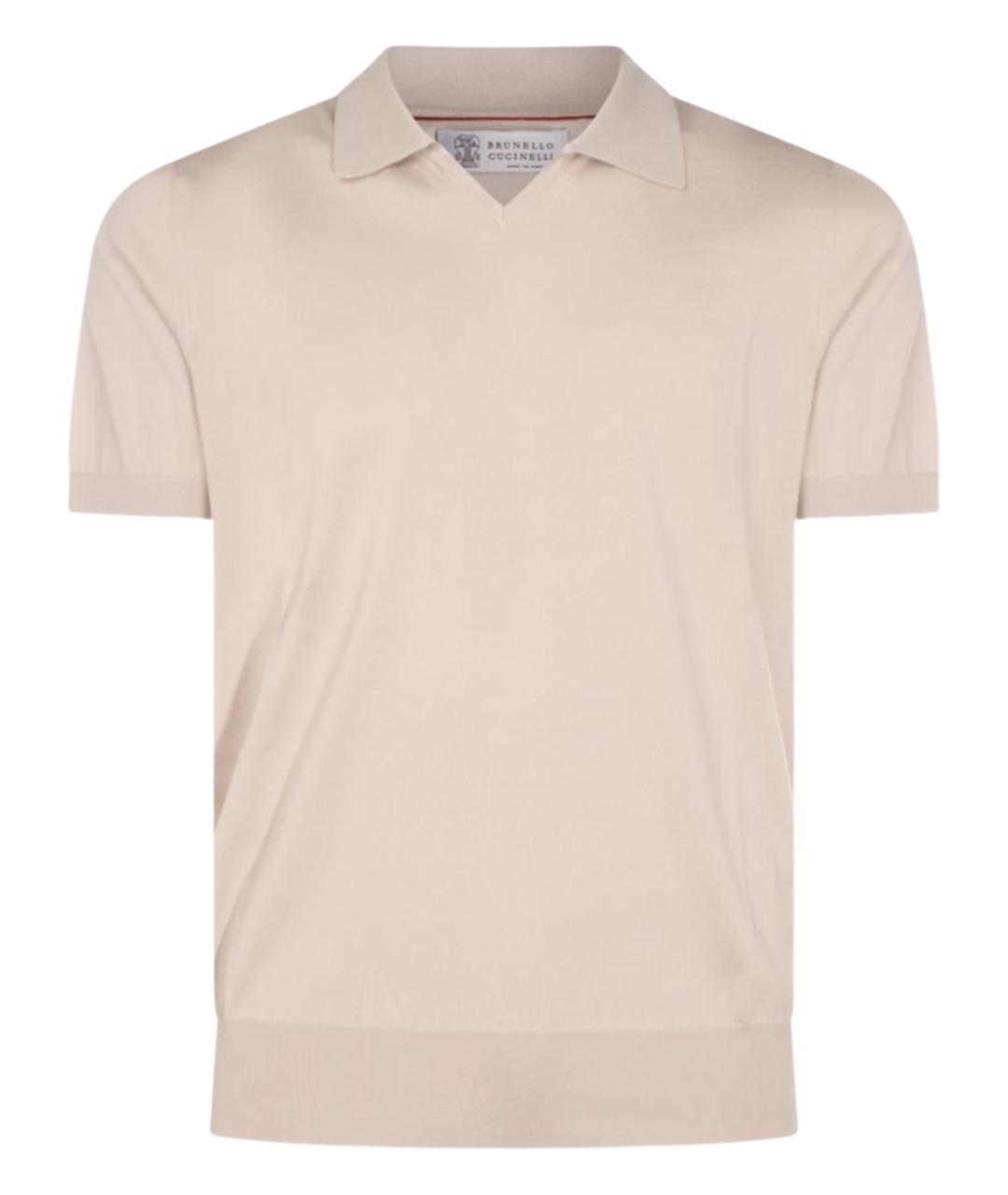 BRUNELLO CUCINELLI Бежевая хлопковая футболка, фото 1