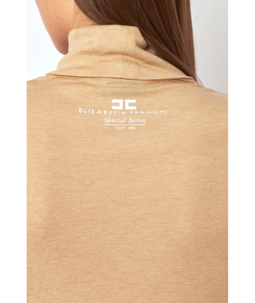 ELISABETTA FRANCHI Бежевая вискозная водолазка, фото 5