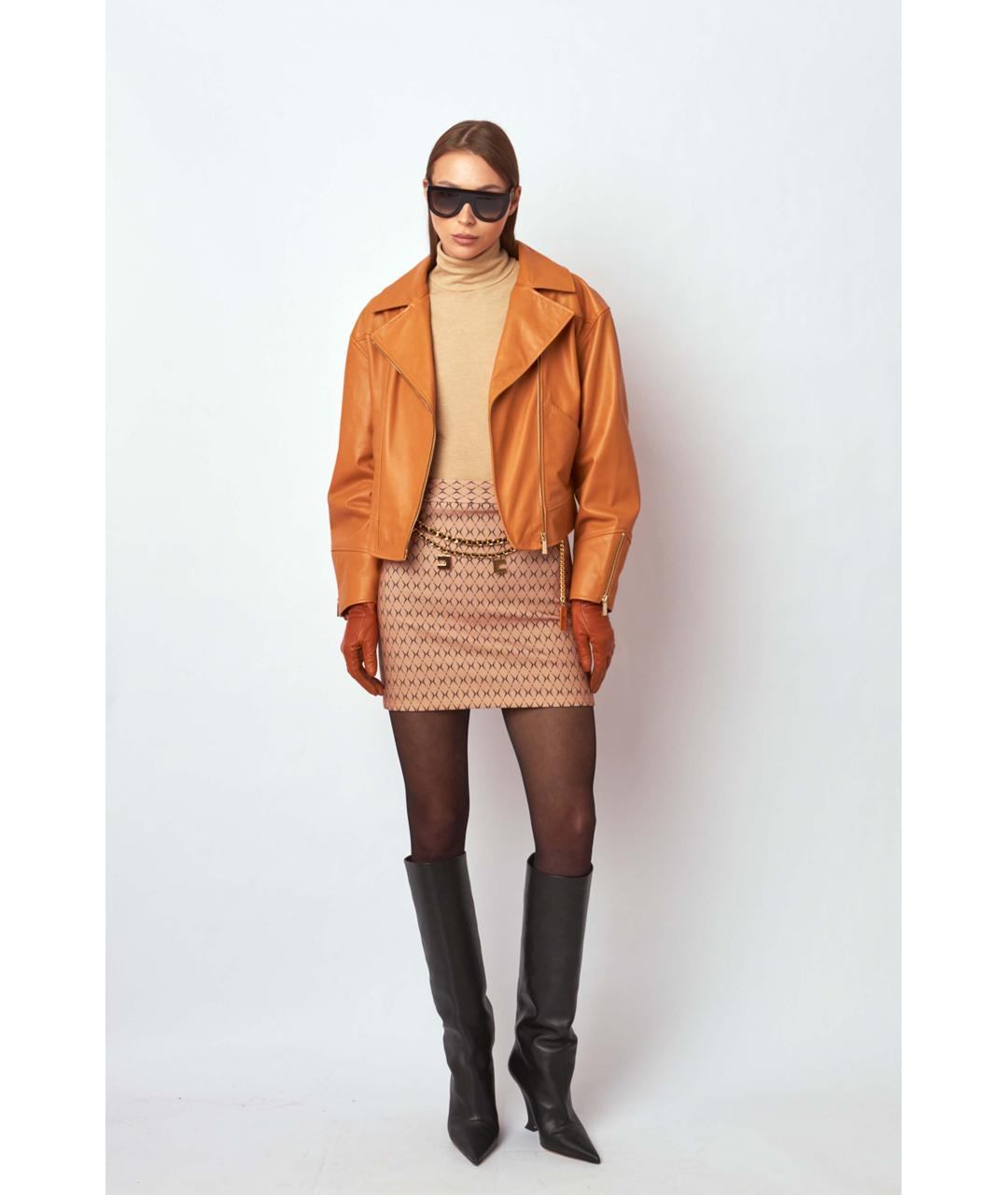 ELISABETTA FRANCHI Бежевая вискозная водолазка, фото 6