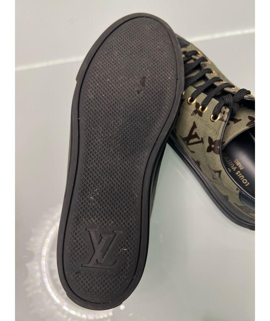 LOUIS VUITTON Хаки текстильные кроссовки, фото 6