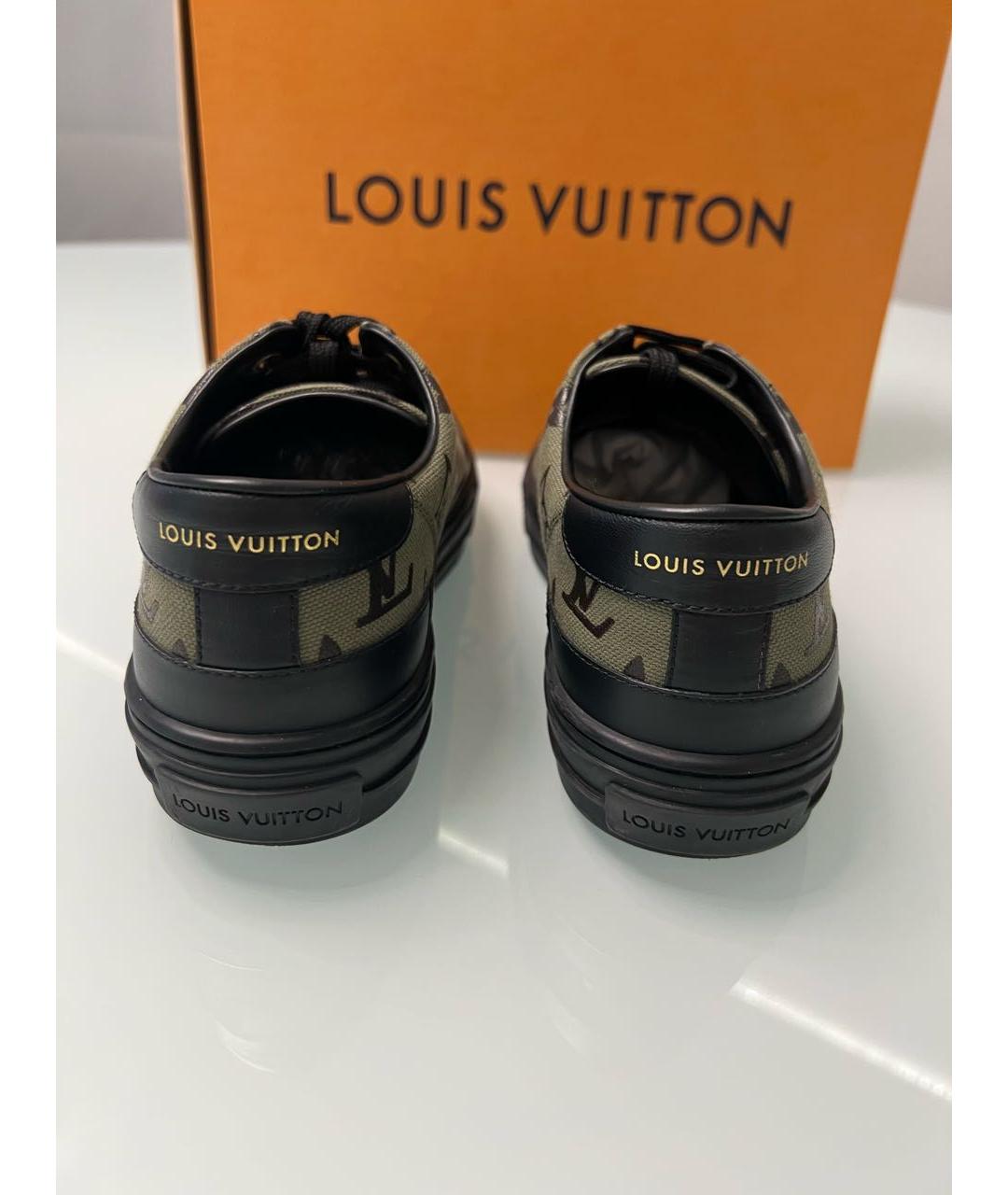 LOUIS VUITTON Хаки текстильные кроссовки, фото 4