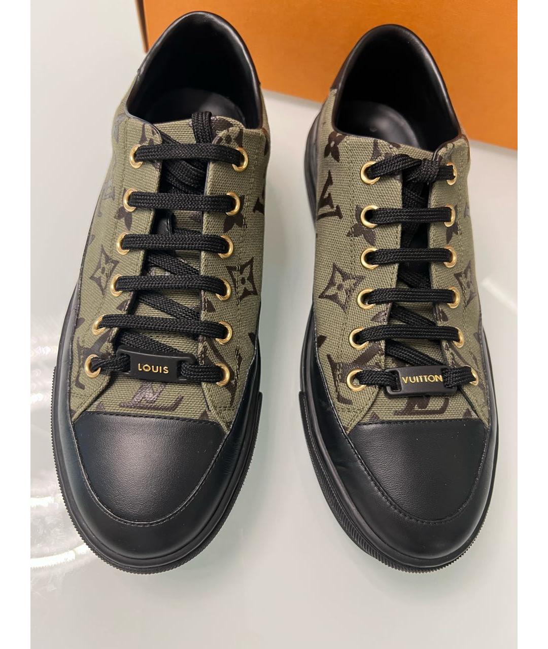 LOUIS VUITTON Хаки текстильные кроссовки, фото 2