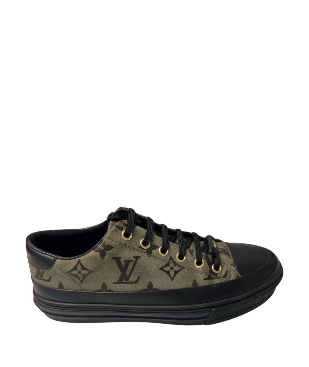 LOUIS VUITTON Хаки текстильные кроссовки, фото 1