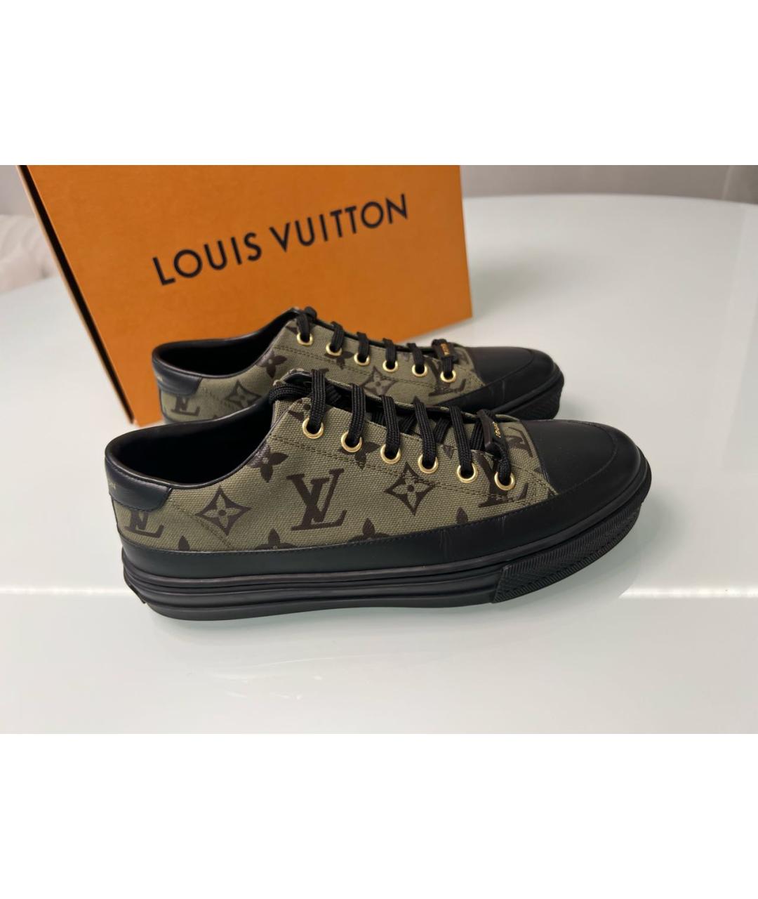 LOUIS VUITTON Хаки текстильные кроссовки, фото 8