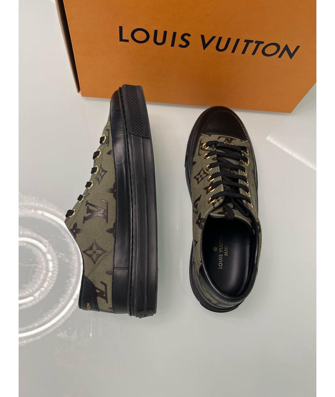 LOUIS VUITTON Хаки текстильные кроссовки, фото 7