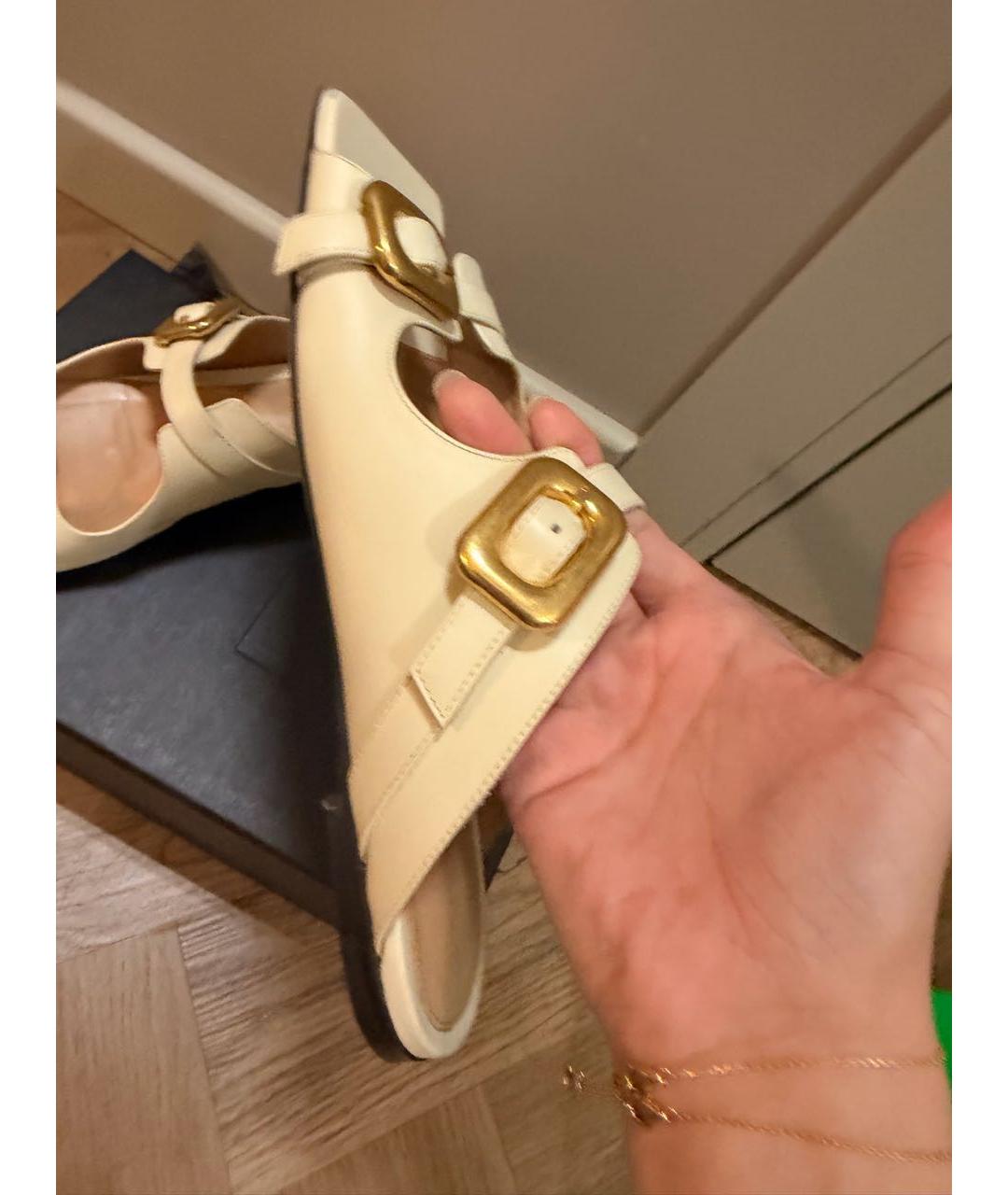 BOTTEGA VENETA Бежевые кожаные сандалии, фото 7