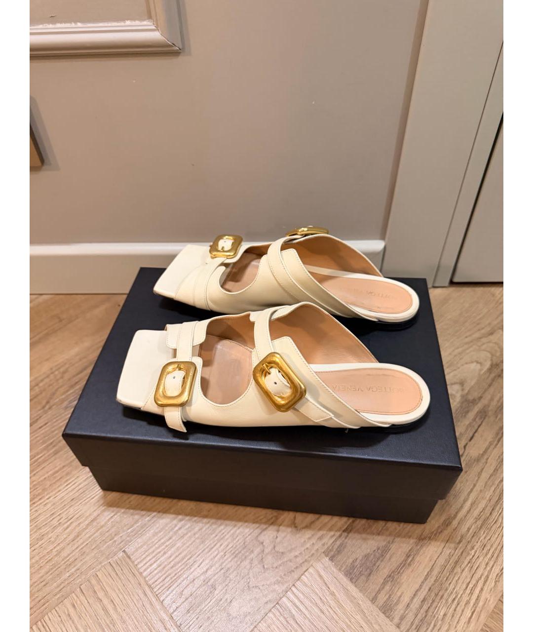 BOTTEGA VENETA Бежевые кожаные сандалии, фото 6