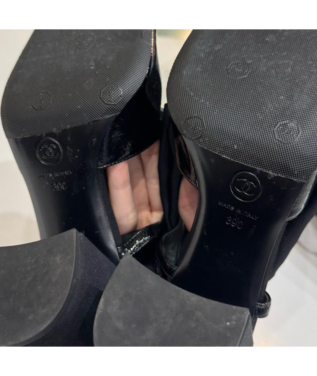 CHANEL Черные текстильные туфли, фото 4