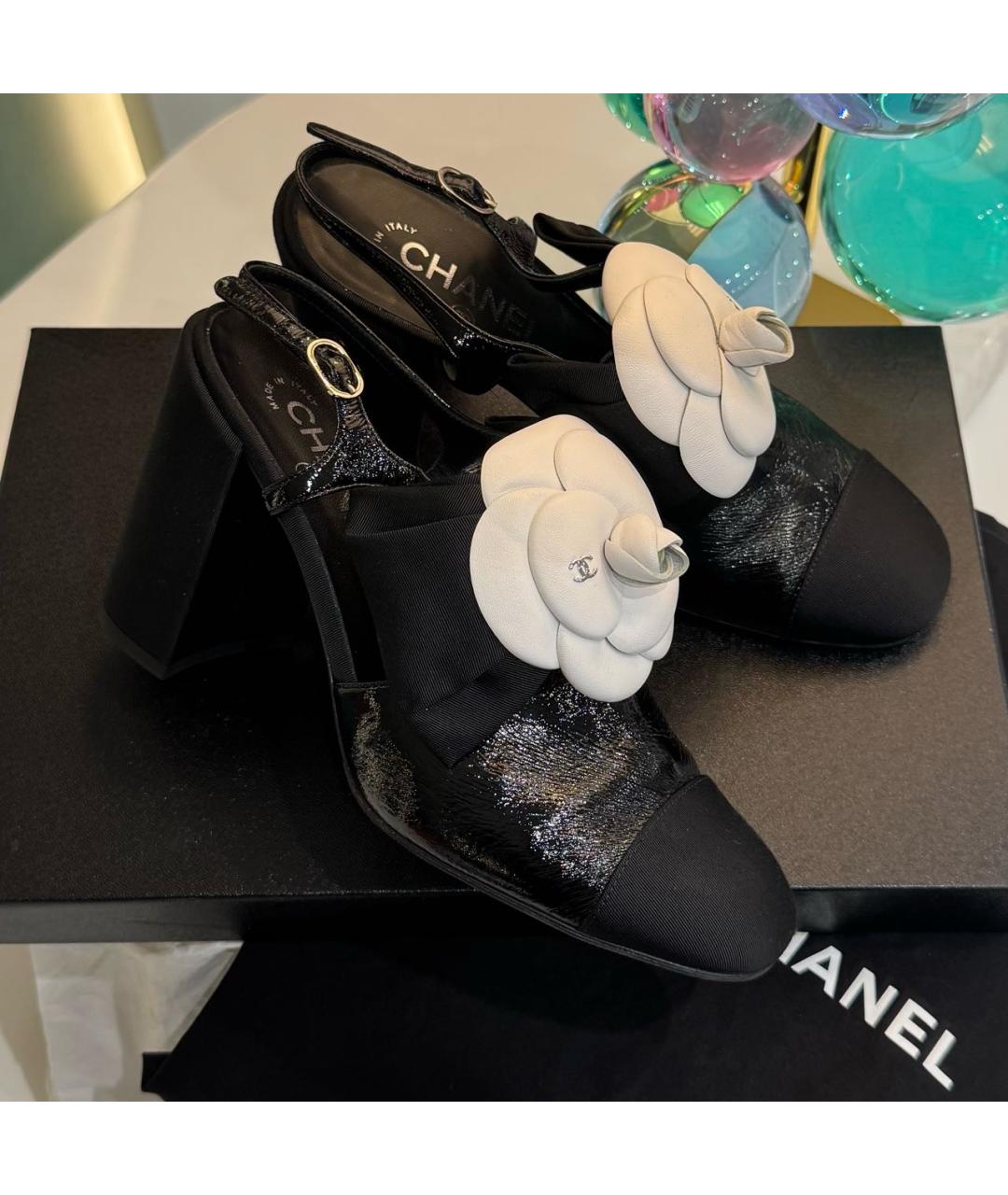 CHANEL Черные текстильные туфли, фото 5