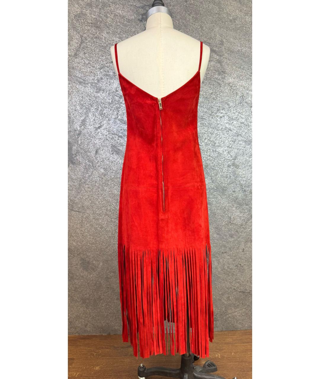 VALENTINO Красное кожаное коктейльное платье, фото 2