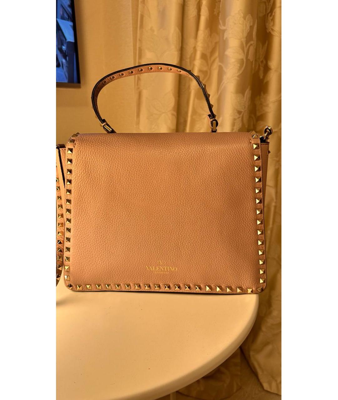 VALENTINO Бежевая кожаная сумка тоут, фото 2