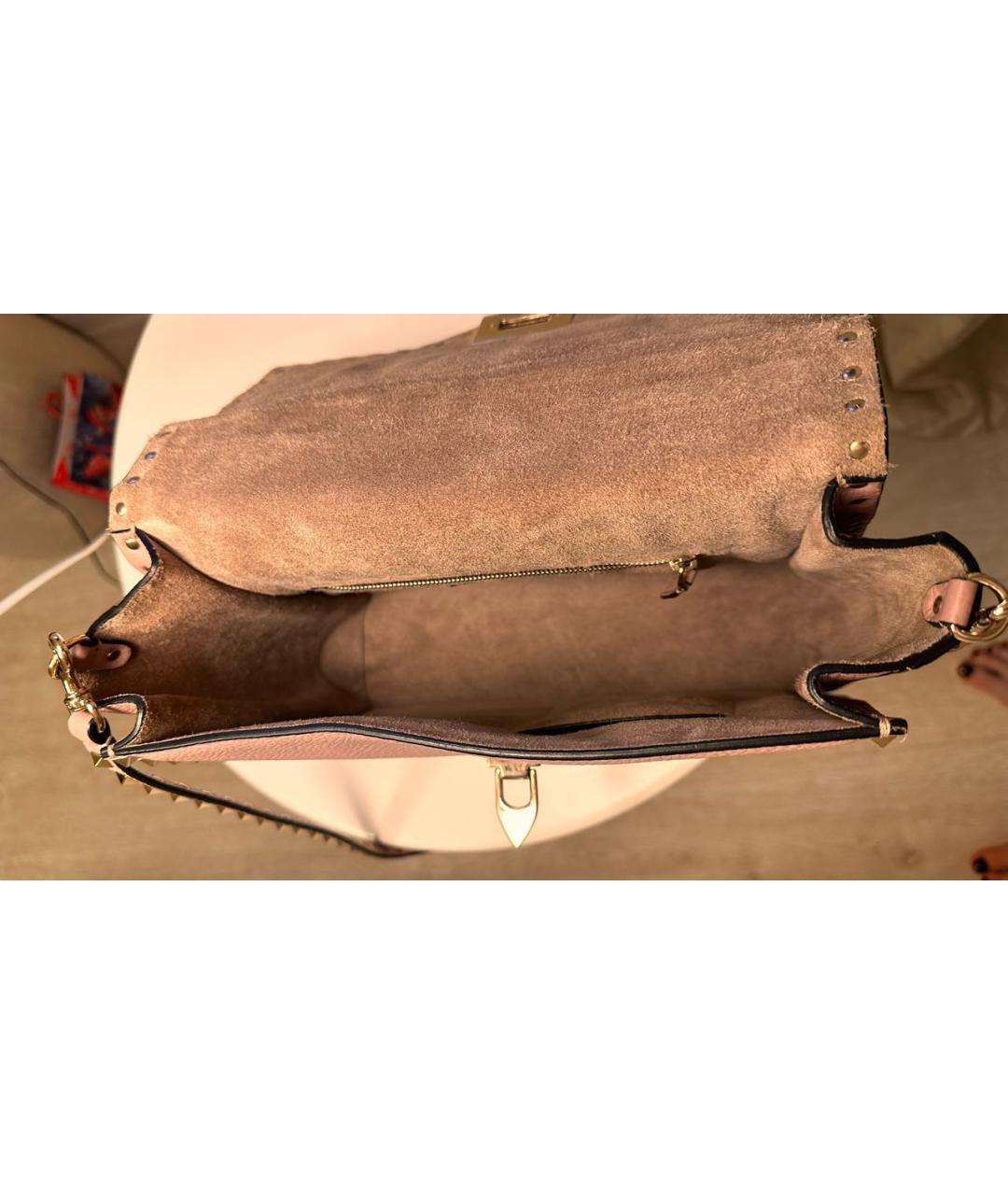 VALENTINO Бежевая кожаная сумка тоут, фото 3