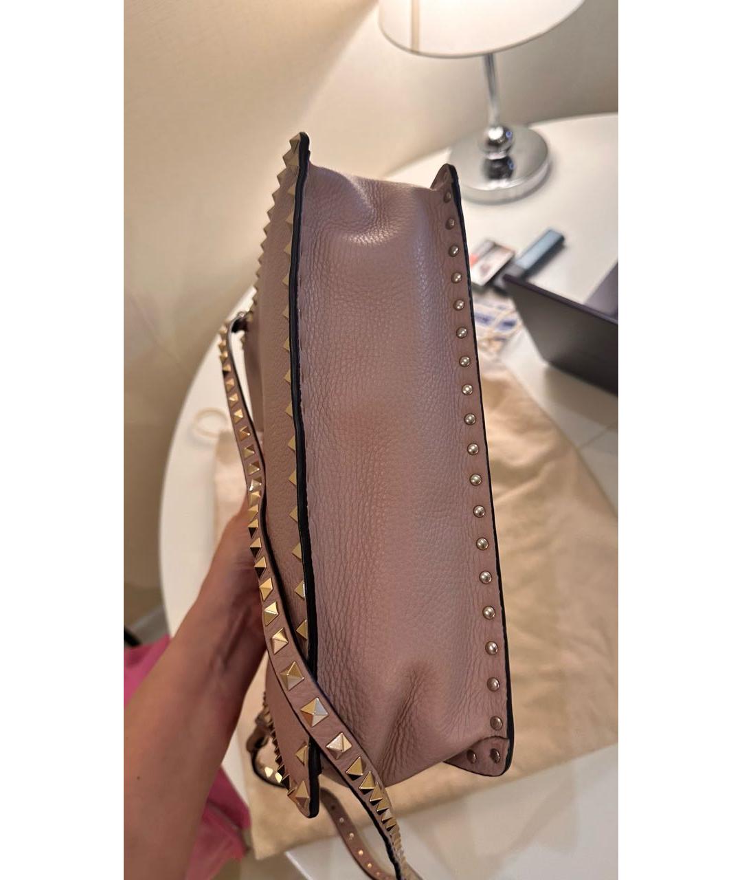 VALENTINO Бежевая кожаная сумка тоут, фото 6