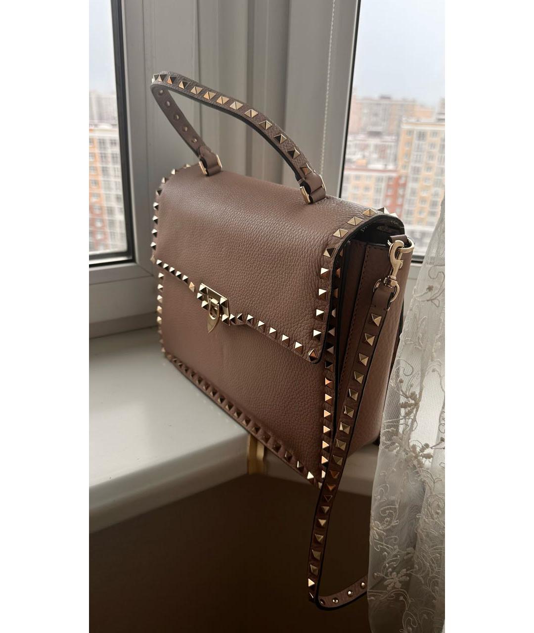 VALENTINO Бежевая кожаная сумка тоут, фото 8