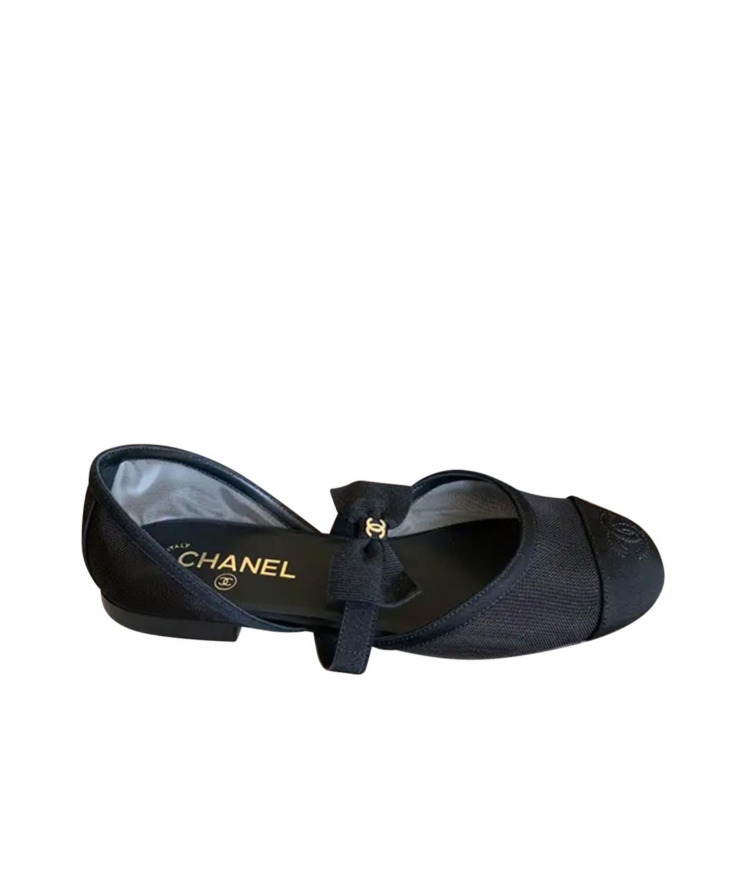 CHANEL Черные текстильные балетки, фото 1