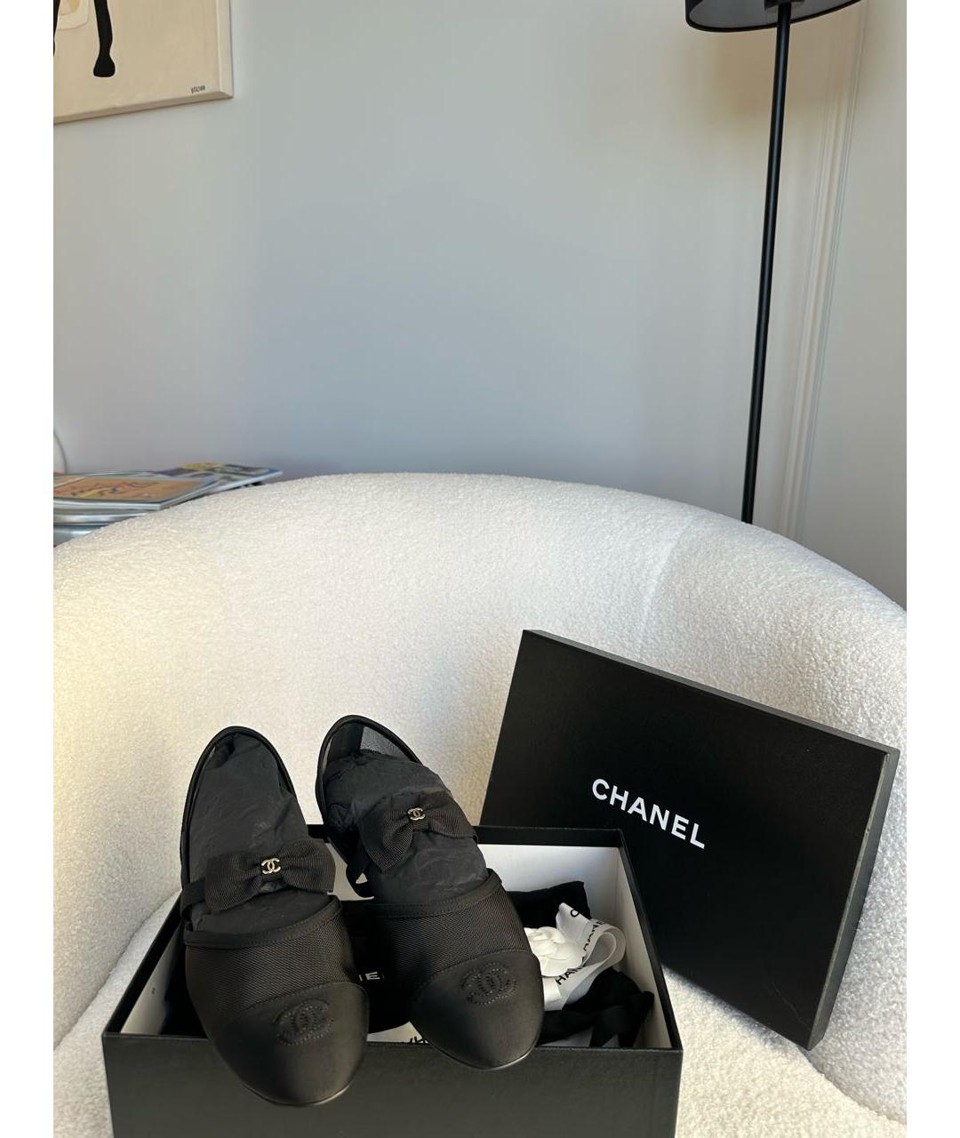 CHANEL Черные текстильные балетки, фото 2